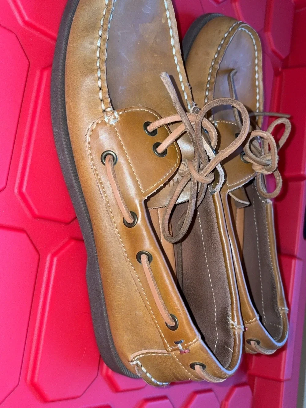 Tommy Hilfiger Men’s Brown Leather Boat Shoes 8